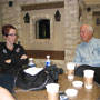 Melisa (with her pet purse - <chuckle>) chatting with Bill Carson